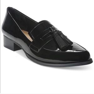 Tahari Tina Black Patent Leather Tassel Loafers